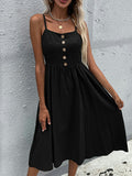 Slim solid cotton linen dress Shopvhs.com