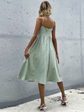 Slim solid cotton linen dress Shopvhs.com