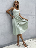 Slim solid cotton linen dress Shopvhs.com