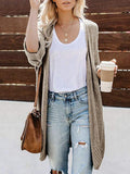 Slit Roll Sleeves Long Sweater Cardigan Shopvhs.com