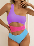 Sloping Shoulder Hollow One Piece Swimsuit Shopvhs.com