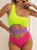 Sloping Shoulder Hollow One Piece Swimsuit Shopvhs.com