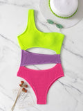 Sloping Shoulder Hollow One Piece Swimsuit Shopvhs.com