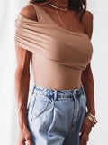 Sloping Shoulder Tube Top Sleeveless T-Shirt Shopvhs.com