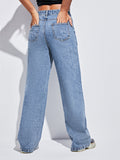 Smiley Face All-match Loose Denim Trousers Shopvhs.com