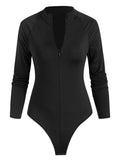 Snap Crotch Half Zip Raglan Sleeve Bodysuit Shopvhs.com