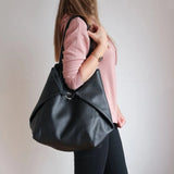 Soft leather large capacity one-shoulder portable tote bag Shopvhs.com