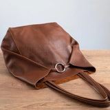 Soft leather large capacity one-shoulder portable tote bag Shopvhs.com