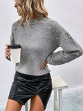 Solid Beaded Pullover Sweater Shopvhs.com