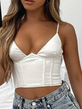 Solid Color Camisole Slim Fit Low Cut V-Neck  Small Tank Top Shopvhs.com