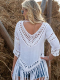 Solid Color Cutout Beach Irregular Top Shopvhs.com