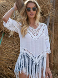 Solid Color Cutout Beach Irregular Top Shopvhs.com