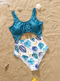Solid Color Hollow out One-Piece Swimsuit Shopvhs.com