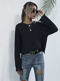 Solid Color Knit Long Sleeve Sweater Shopvhs.com