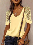 Solid Color Lace Stitching T-shirt Shopvhs.com