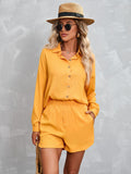 Solid Color Long Sleeve Shirt & Shorts Suit Shopvhs.com