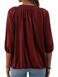 Solid Color Loose Crew Neck Mid Sleeve T-Shirt Shopvhs.com