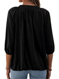 Solid Color Loose Crew Neck Mid Sleeve T-Shirt Shopvhs.com