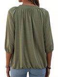 Solid Color Loose Crew Neck Mid Sleeve T-Shirt Shopvhs.com