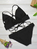 Solid Color Low Waist Strappy Two Piece Swimsuit Shopvhs.com