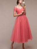 Solid Color Mesh Bridesmaid Dress Shopvhs.com