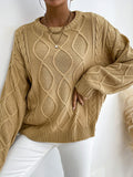 Solid Color Round Neck Knit Sweater Shopvhs.com