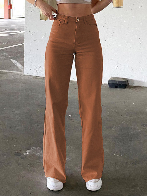 Solid Color Straight Casual Pants Shopvhs.com