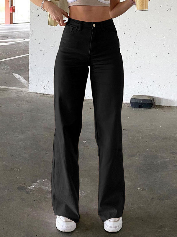 Solid Color Straight Casual Pants Shopvhs.com