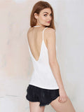 Solid Color Top Open Back V-Neck Slim Camisole Shopvhs.com