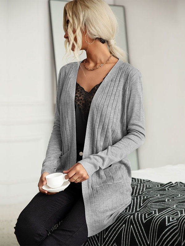 Solid Color Twist Cardigan Sweater Shopvhs.com