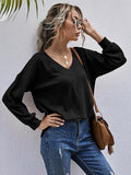 Solid Color V-neck Sweater Shopvhs.com
