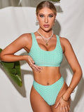 Solid Color Vintage Ribbed Tank Top Beach Split swimsuit Shopvhs.com