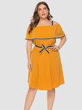 Solid Color Waist Short Sleeve Sling Dress Shopvhs.com