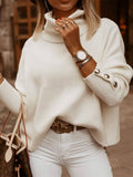 Solid High Collar Button Long Sleeve Sweater Shopvhs.com