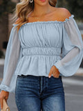 Solid One-Shoulder Long Sleeve Blouse Shopvhs.com