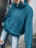 Solid Turtleneck Long Sleeve Knit Sweaters Shopvhs.com