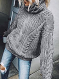 Solid Turtleneck Long Sleeve Knit Sweaters