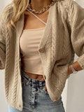 Solid V-Neck Button Long Sleeve Knitted Cardigan Shopvhs.com