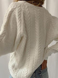 Solid V-Neck Button Long Sleeve Knitted Cardigan Shopvhs.com