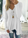 Solid V-Neck Irregular Long Sleeve T-Shirt Shopvhs.com