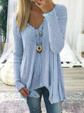 Solid V-Neck Irregular Long Sleeve T-Shirt Shopvhs.com