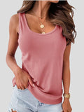 Solid Versatile U-Neck Ribbed Tank Tops Shopvhs.com