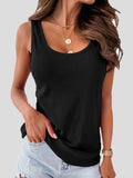 Solid Versatile U-Neck Ribbed Tank Tops Shopvhs.com