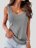 Solid Versatile U-Neck Ribbed Tank Tops Shopvhs.com