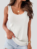 Solid Versatile U-Neck Ribbed Tank Tops Shopvhs.com