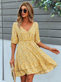 Solid color floral dress Shopvhs.com