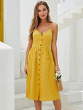 Solid color sleeveless V-neck dress Shopvhs.com