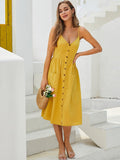 Solid color sleeveless V-neck dress Shopvhs.com