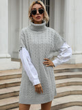Solid high neck knitted dress Shopvhs.com