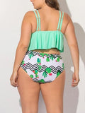 Split Ruffled Tank High Waist Striped Swimsuit Shopvhs.com